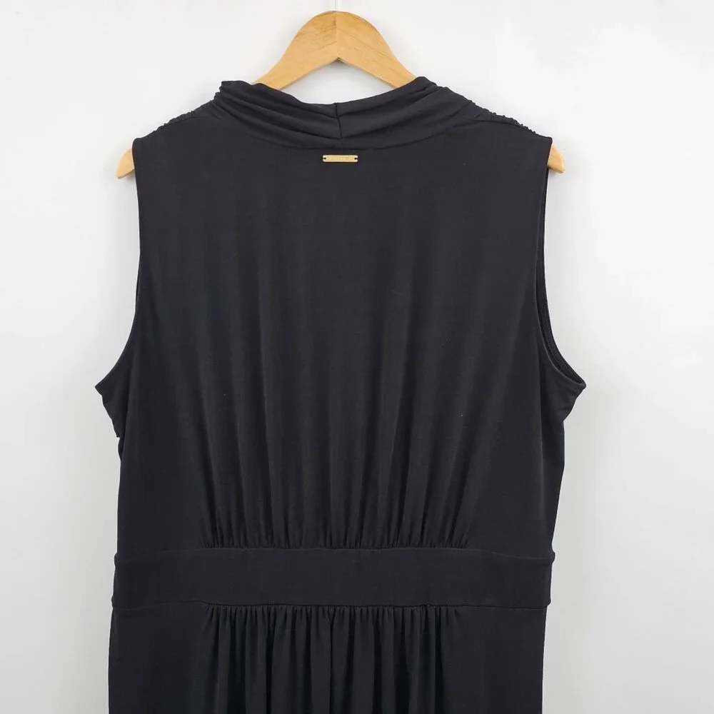 Michael Kors Maxi Dress 2X Black Sleeveless Stretchy Flowy Classic Travel Office